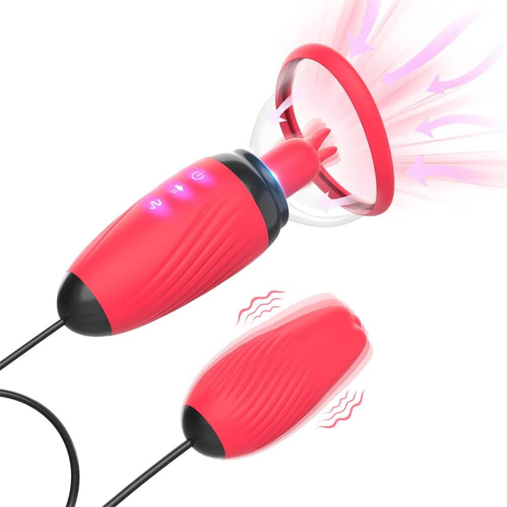 Breast Vibrating & Licking Vacuum Cup with Egg Massager