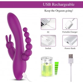 Rose toys 3 in 1 Rabbit Anal Dildo Vibrator