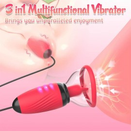 Breast Vibrating & Licking Vacuum Cup with Egg Massager