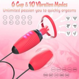 Breast Vibrating & Licking Vacuum Cup with Egg Massager