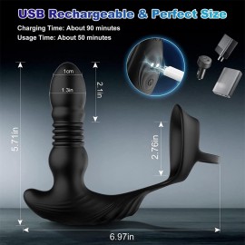 App & Remote Control Thrusting Anal Vibrator with Cock Ring