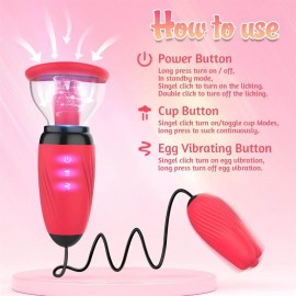 Breast Vibrating & Licking Vacuum Cup with Egg Massager