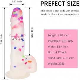 7.87'' Realistic Suction Cup Confetti Dildo