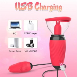 Breast Vibrating & Licking Vacuum Cup with Egg Massager