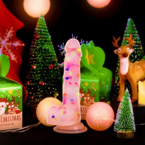 7.87'' Realistic Suction Cup Confetti Dildo