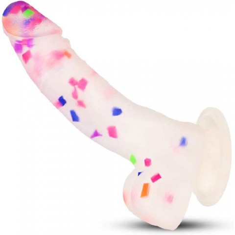 7.87'' Realistic Suction Cup Confetti Dildo